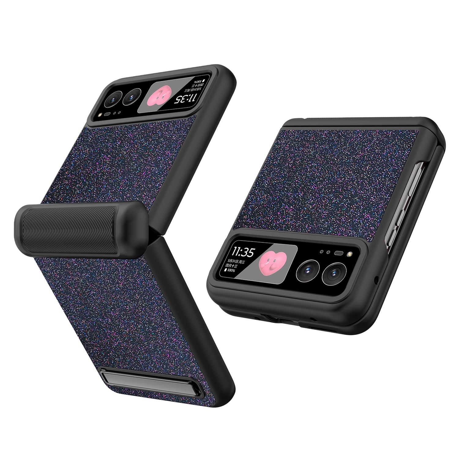 For Motorola Razr 40 5G Kickstand Phone Case Hinge Protection with Rear Screen Film - Black For Motorola Razr 40 5G Kickstand Phone Case Hinge Protection with Rear Screen Film - Black